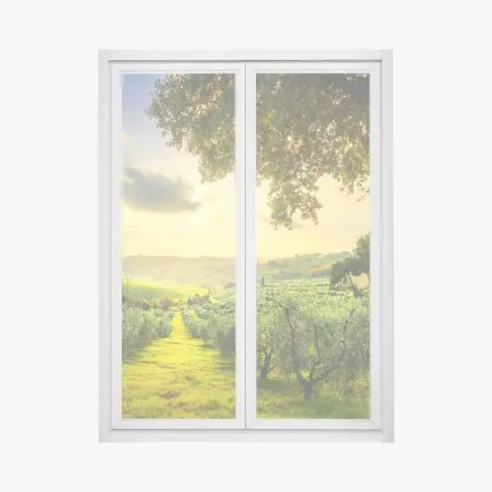 Sticker pour vitres et fenêtres oliveraie au coucher de soleil en Toscane – Wallnifity®
