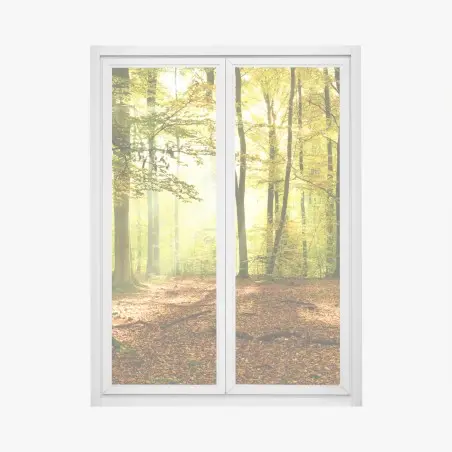 Sticker pour vitres et fenêtres forêt d'automne baignée de lumière – Wallnifity®