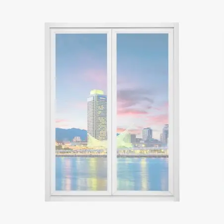 Sticker pour vitres et fenêtres Kobe au crépuscule : panorama du port illuminé – Wallnifity®