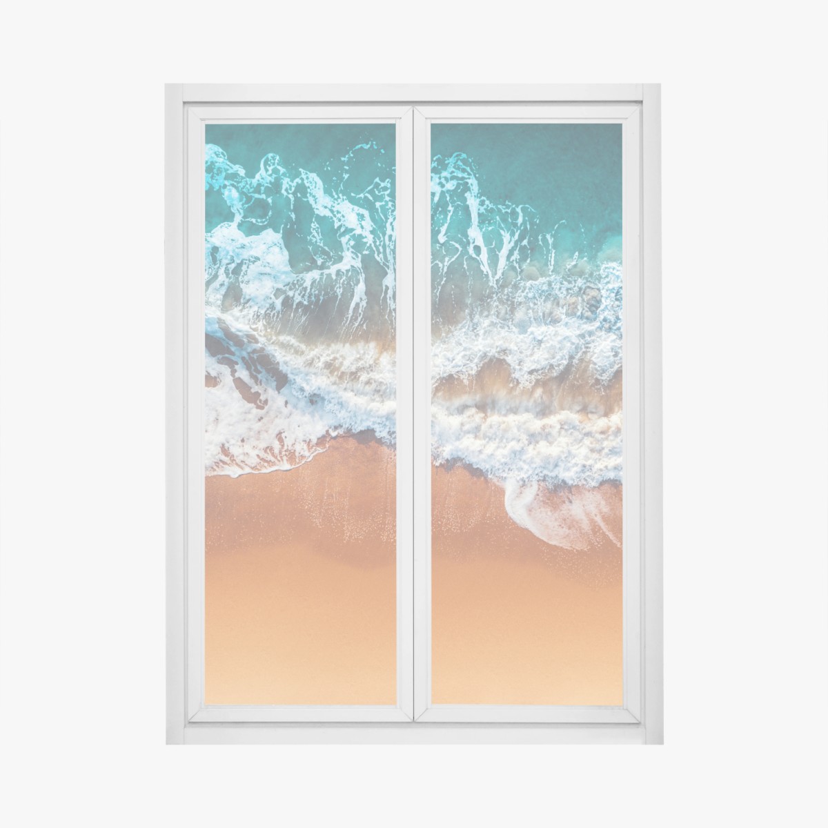 Sticker pour vitres et fenêtres vagues aériennes sur plage dorée – Wallnifity®