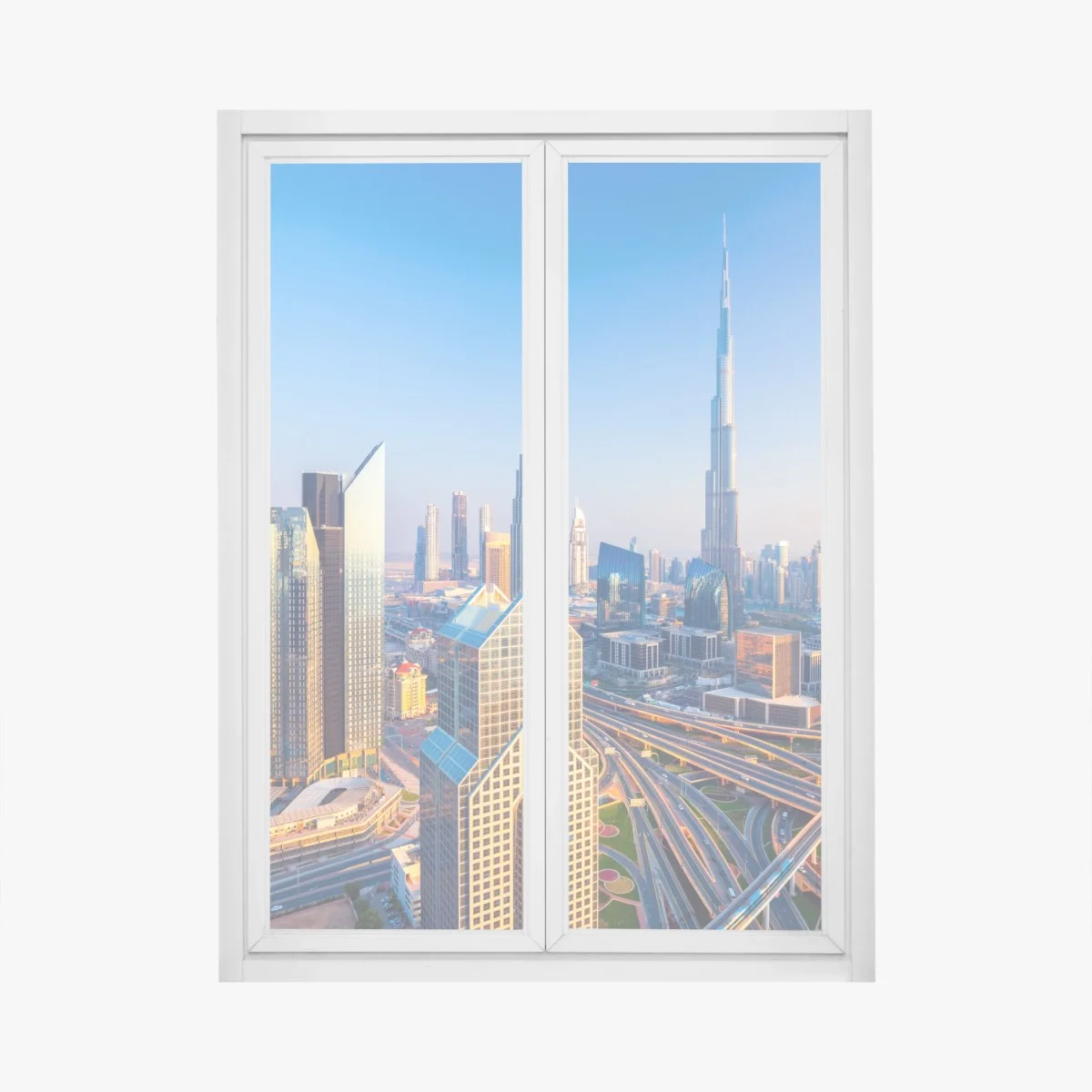 Sticker pour vitres et fenêtres skyline de Dubaï au coucher du soleil – Wallnifity® Sticker pour vitres et fenêtres skyline de Dubaï au coucher du soleil – Wallnifity®