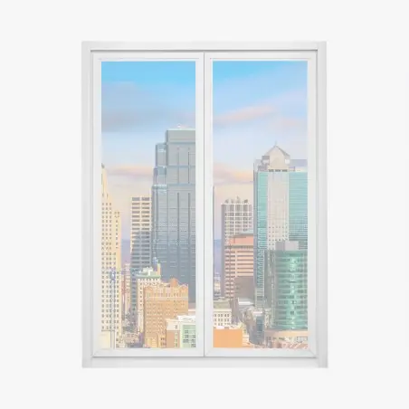 Sticker pour vitres et fenêtres skyline de Kansas City au crépuscule – Wallnifity®