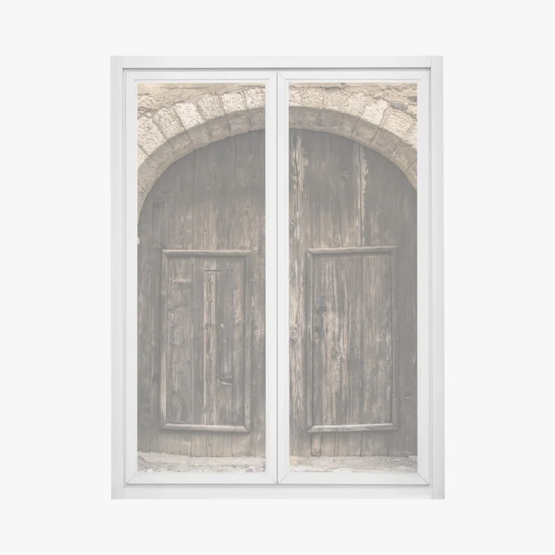 Sticker pour vitres et fenêtres porte médiévale en bois et pierre – Wallnifity® Sticker pour vitres et fenêtres porte médiévale en bois et pierre – Wallnifity®