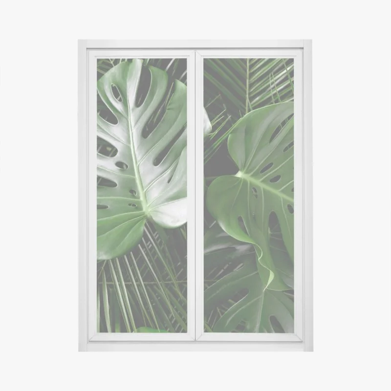 Sticker pour vitres et fenêtres motif feuilles tropicales luxuriantes – Wallnifity® Sticker pour vitres et fenêtres motif feuilles tropicales luxuriantes – Wallnifity®