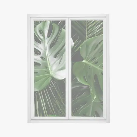 Sticker pour vitres et fenêtres motif feuilles tropicales luxuriantes – Wallnifity®