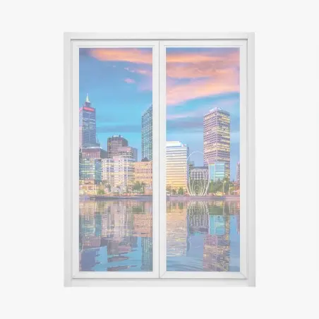 Sticker pour vitres et fenêtres coucher de soleil sur le panorama de Perth – Wallnifity®