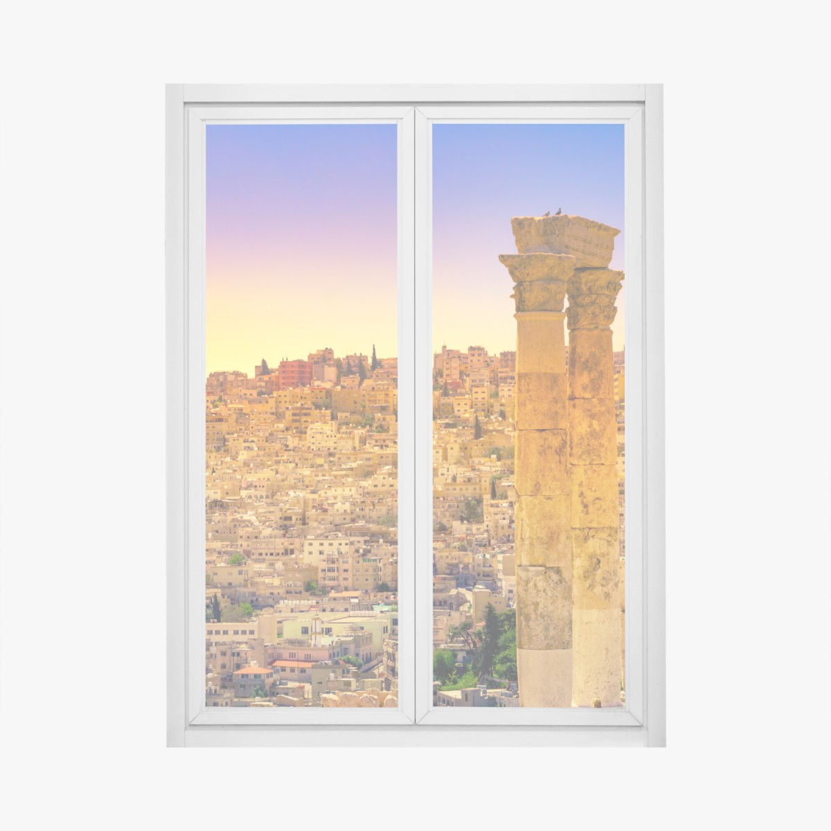 Sticker pour vitres et fenêtres panorama d'Amman et colonnes antiques – Wallnifity®