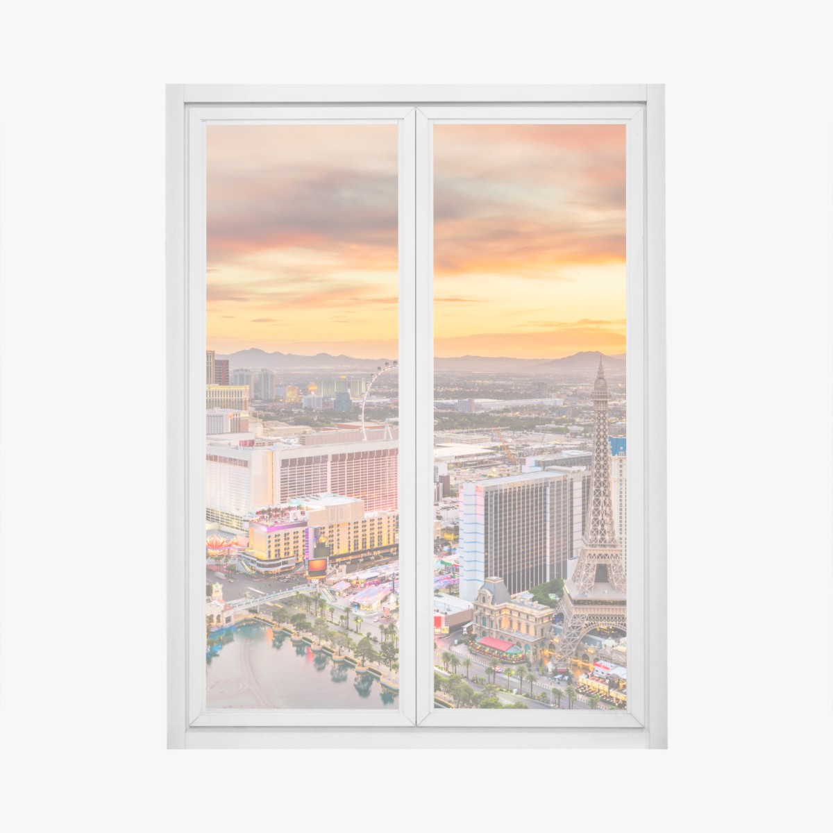 Sticker pour vitres et fenêtres coucher de soleil sur le strip de Las Vegas – Wallnifity®