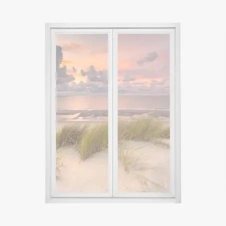 Sticker pour vitres et fenêtres coucher de soleil sur les dunes de Zélande – Wallnifity®