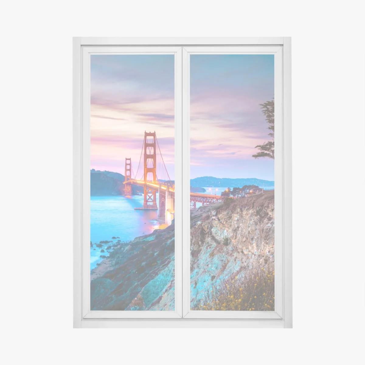 Sticker pour vitres et fenêtres coucher de soleil au Golden Gate, panorama de San Francisco – Wallnifity® Sticker pour vitres et fenêtres coucher de soleil au Golden Gate, panorama de San Francisco – Wallnifity®