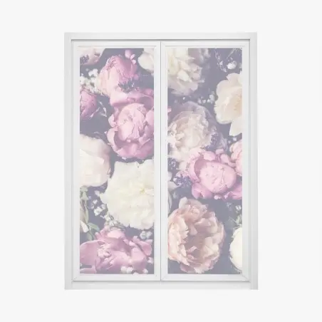 Sticker pour vitres et fenêtres composition de pivoines pastel et romantiques – Wallnifity®