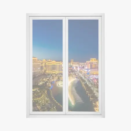 Sticker pour vitres et fenêtres ciel nocturne de Las Vegas avec fontaines illuminées – Wallnifity®