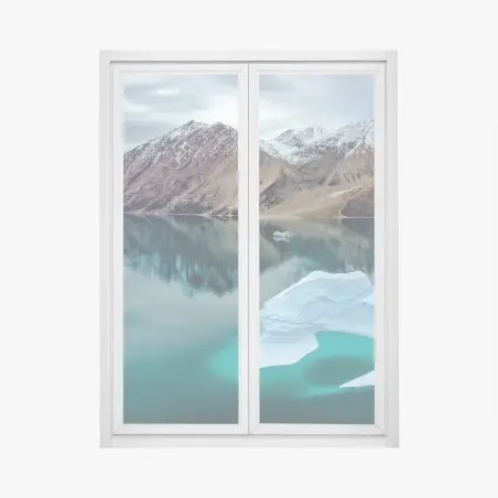 Sticker pour vitres et fenêtres arche de glace et montagnes réfléchies – Wallnifity®
