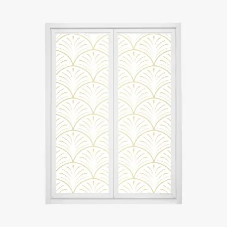 Sticker pour vitres et fenêtres motif art déco doré en éventail – Wallnifity®