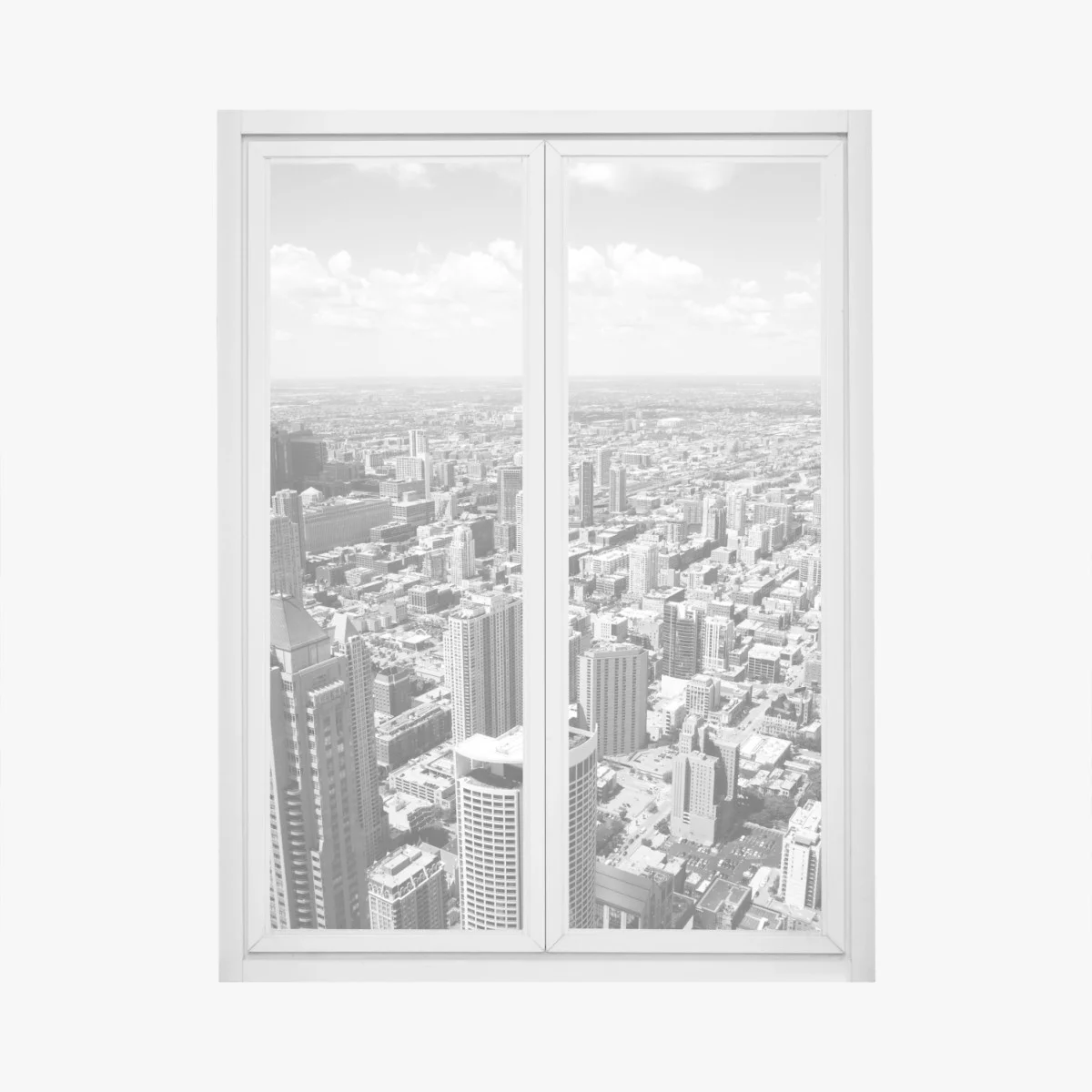 Sticker pour vitres et fenêtres ligne d'horizon de Chicago en noir et blanc – Wallnifity® Sticker pour vitres et fenêtres ligne d'horizon de Chicago en noir et blanc – Wallnifity®