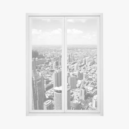 Sticker pour vitres et fenêtres ligne d'horizon de Chicago en noir et blanc – Wallnifity®