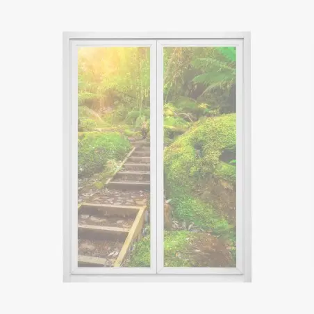 Sticker pour vitres et fenêtres sentier luxuriant dans la forêt jurassique de Tasmanie – Wallnifity®
