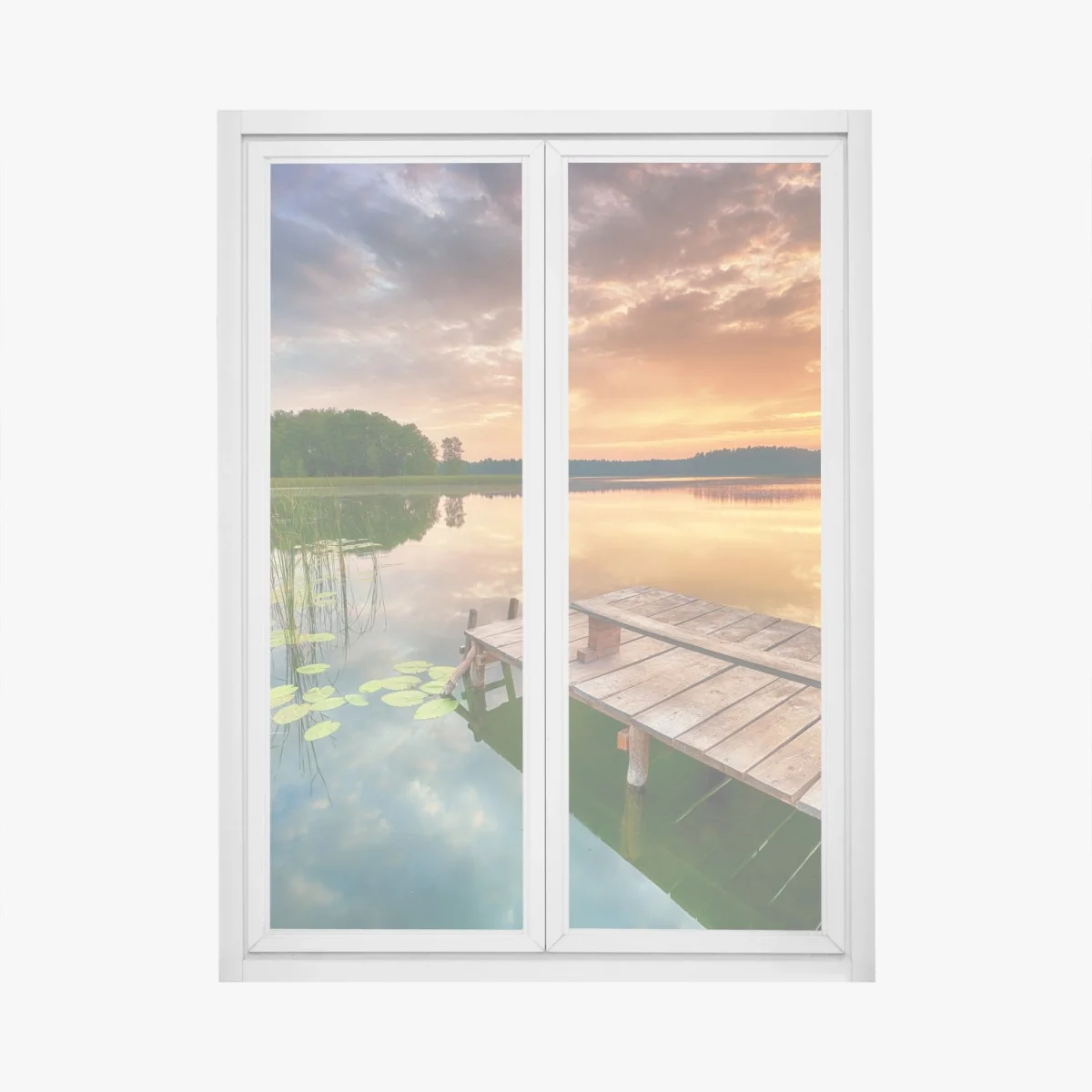 Sticker pour vitres et fenêtres aube dorée sur le lac paisible – Wallnifity® Sticker pour vitres et fenêtres aube dorée sur le lac paisible – Wallnifity®