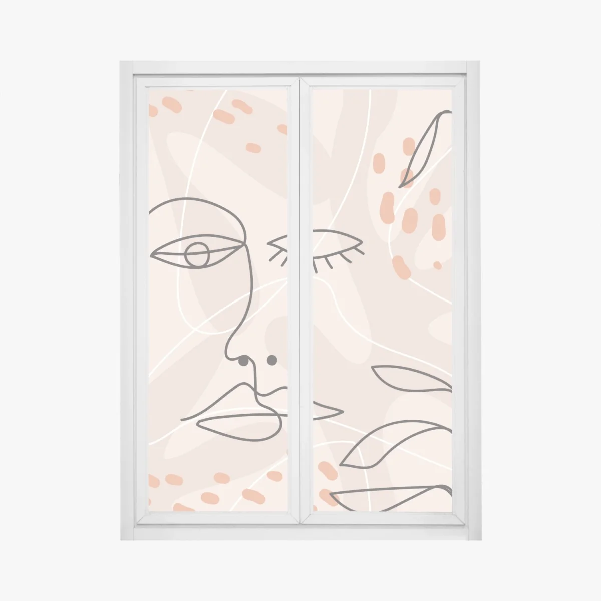 Sticker pour vitres et fenêtres visages en tracé continu sur fond pastel – Wallnifity® Sticker pour vitres et fenêtres visages en tracé continu sur fond pastel – Wallnifity®