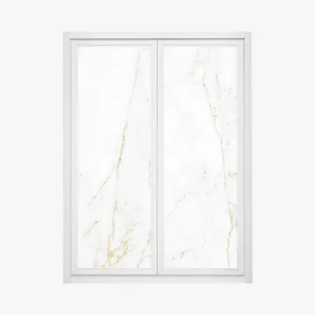 Sticker pour vitres et fenêtres marbre blanc aux veinures dorées – Wallnifity®
