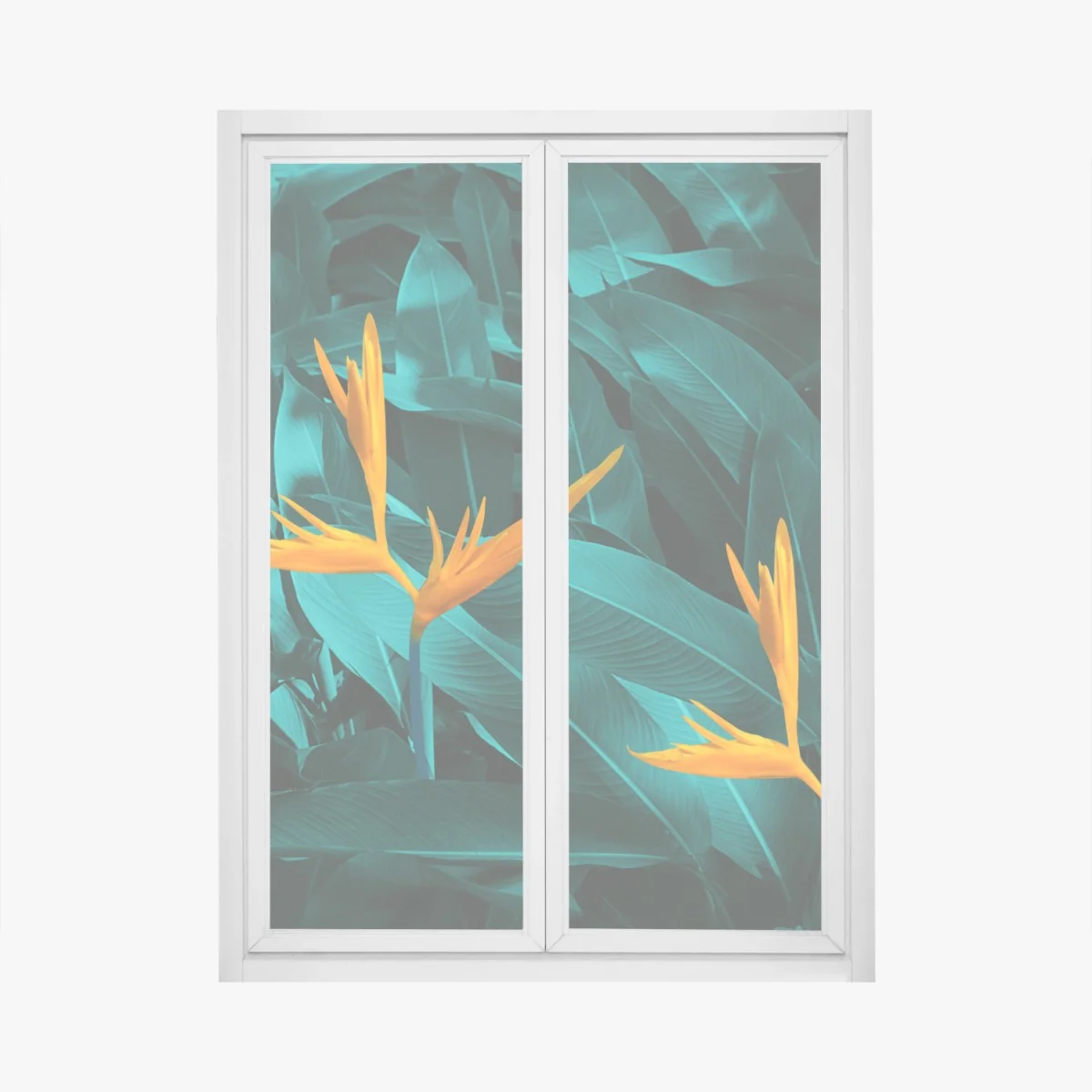 Sticker pour vitres et fenêtres oiseaux de paradis sur feuillage turquoise – Wallnifity® Sticker pour vitres et fenêtres oiseaux de paradis sur feuillage turquoise – Wallnifity®