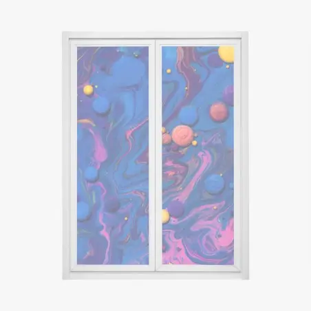 Sticker pour vitres et fenêtres vortex chromatique bleu et rose – Wallnifity®
