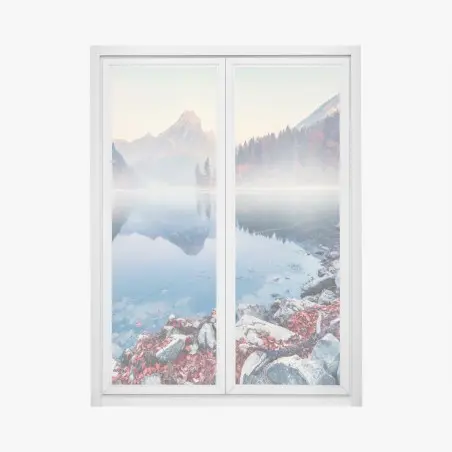 Sticker pour vitres et fenêtres brume d'automne au lac Obersee – Wallnifity®