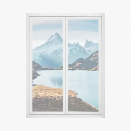 Sticker pour vitres et fenêtres panorama alpin du lac Bachalpsee au lever du soleil – Wallnifity®
