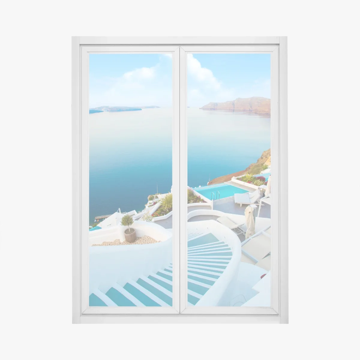 Sticker pour vitres et fenêtres escapade méditerranéenne à Santorin – Wallnifity® Sticker pour vitres et fenêtres escapade méditerranéenne à Santorin – Wallnifity®