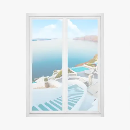 Sticker pour vitres et fenêtres escapade méditerranéenne à Santorin – Wallnifity®