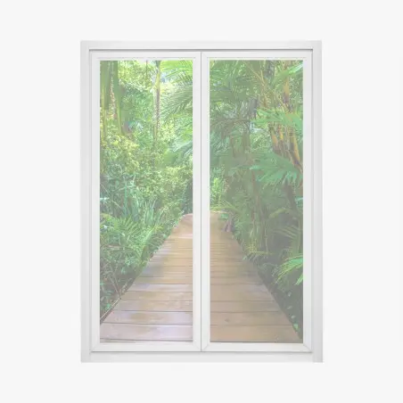 Sticker pour vitres et fenêtres passerelle en mangrove, évasion verdoyante – Wallnifity®