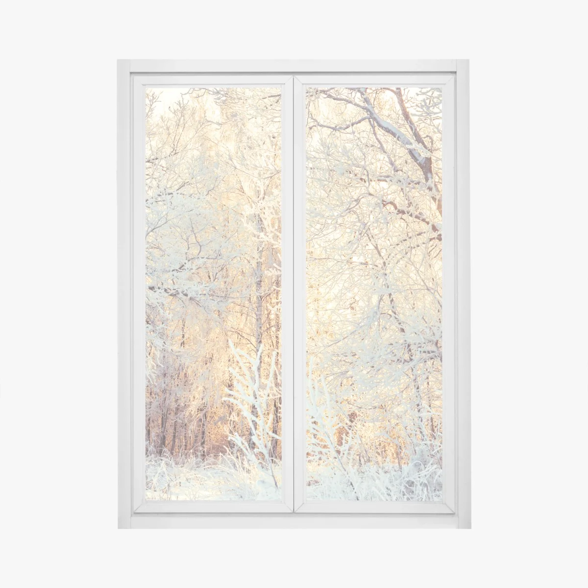 Sticker pour vitres et fenêtres forêt enneigée au soleil couchant – Wallnifity® Sticker pour vitres et fenêtres forêt enneigée au soleil couchant – Wallnifity®