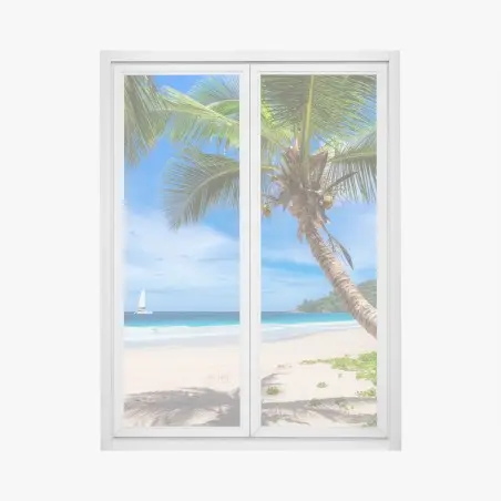 Sticker pour vitres et fenêtres plage tropicale au cocotier – Wallnifity®