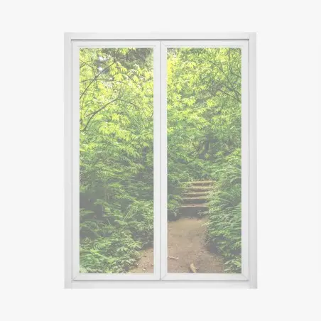 Sticker pour vitres et fenêtres promenade au cœur d'un sous-bois verdoyant – Wallnifity®