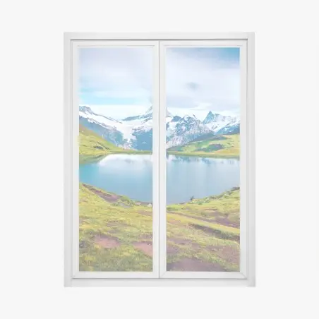 Sticker pour vitres et fenêtres vue pittoresque du lac Bachalpsee et du Schreckhorn – Wallnifity®