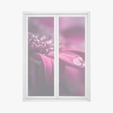 Sticker pour vitres et fenêtres goutte de rosée sur pétale pourpre – Wallnifity®