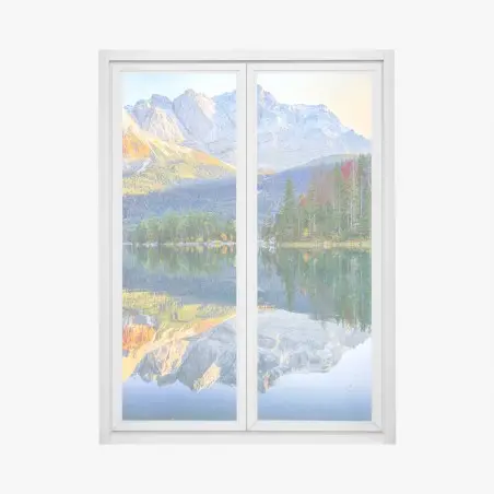 Sticker pour vitres et fenêtres reflets d'automne au lac Eibsee devant Zugspitze – Wallnifity®