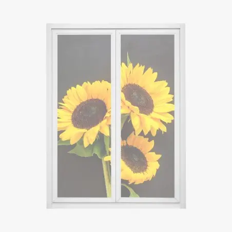 Sticker pour vitres et fenêtres bouquet lumineux de tournesols sur fond noir – Wallnifity®