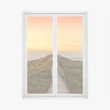Sticker pour vitres et fenêtres passerelle vers la mer à Amrum au coucher de soleil – Wallnifity®