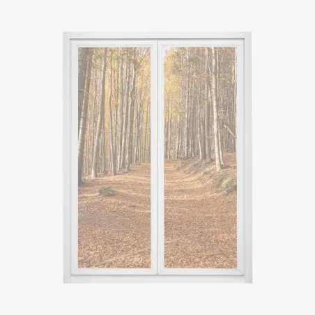 Sticker pour vitres et fenêtres chemin d'automne en forêt dorée – Wallnifity®