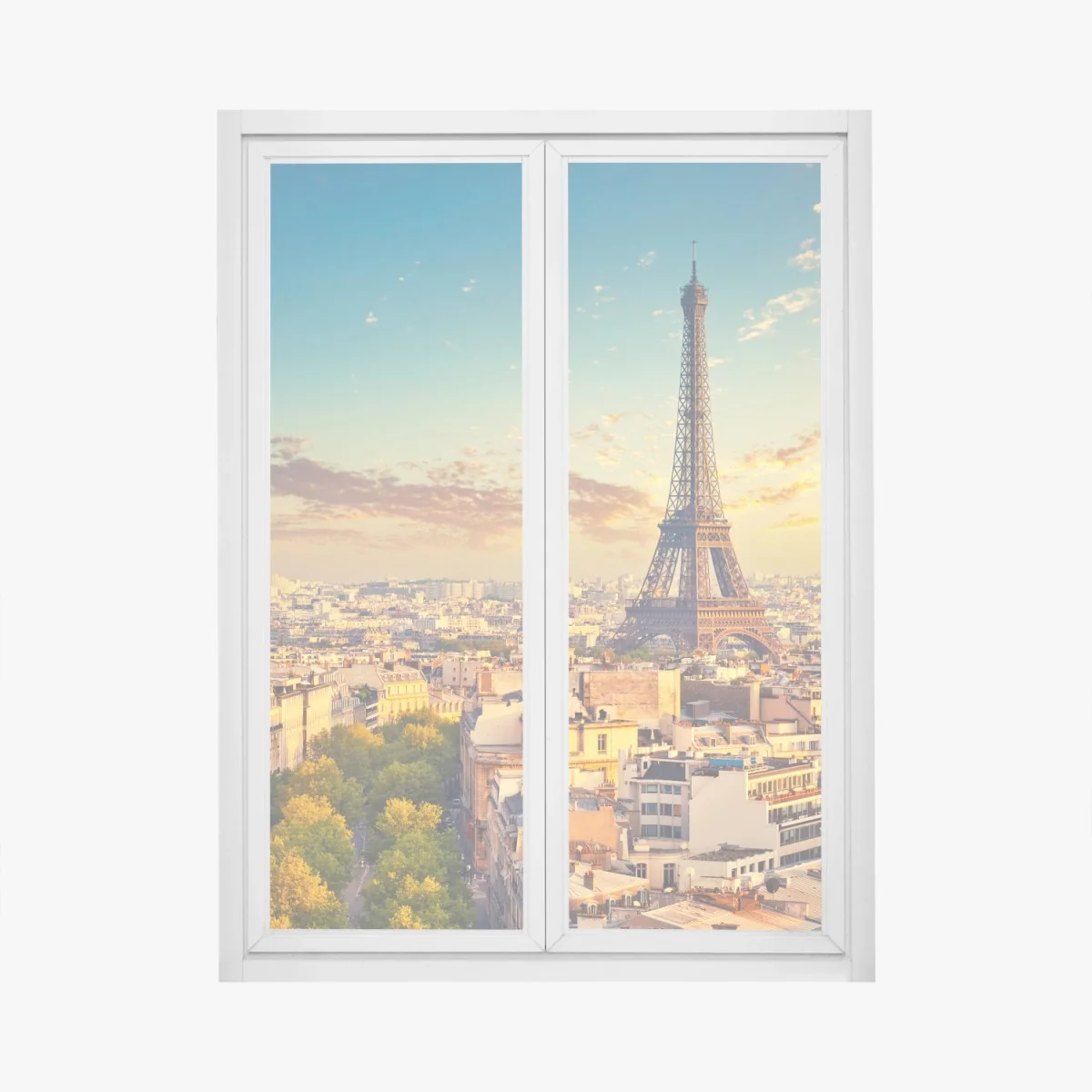 Sticker pour vitres et fenêtres vue panoramique de la Tour Eiffel au coucher de soleil, Paris – Wallnifity® Sticker pour vitres et fenêtres vue panoramique de la Tour Eiffel au coucher de soleil, Paris – Wallnifity®