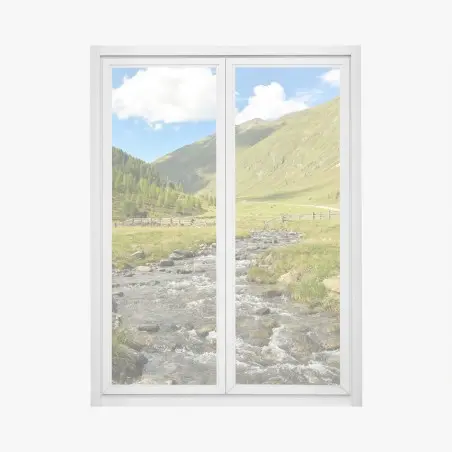 Sticker pour vitres et fenêtres panorama alpin au bord du ruisseau – Wallnifity®