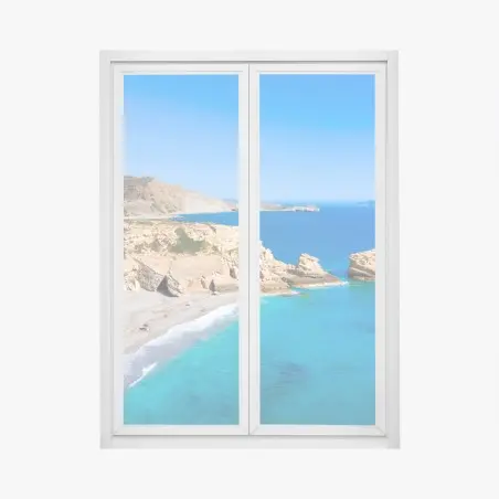 Sticker pour vitres et fenêtres falaises ensoleillées et eaux turquoise – Wallnifity®