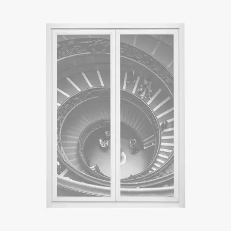 Sticker pour vitres et fenêtres spirale architecturale en noir et blanc – Wallnifity®