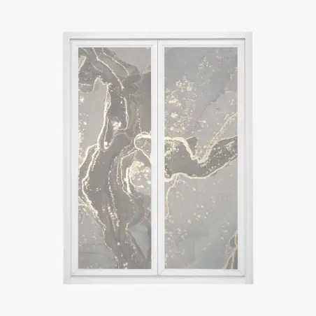 Sticker pour vitres et fenêtres marbrure abstraite aux reflets dorés – Wallnifity®