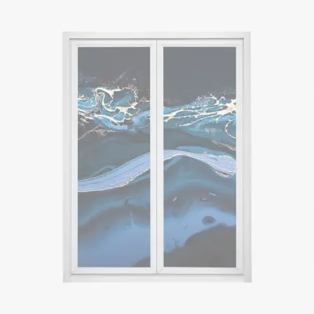 Sticker pour vitres et fenêtres océan d'azur et d'or abstrait – Wallnifity®