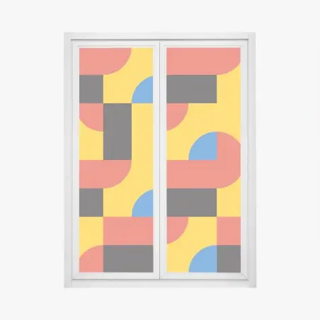 Sticker pour vitres et fenêtres motif géométrique vibrant aux formes arrondies – Wallnifity®