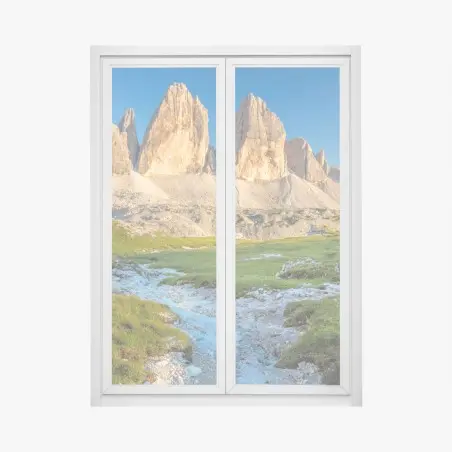 Sticker pour vitres et fenêtres lever de soleil sur les Tre Cime di Lavaredo, Dolomites – Wallnifity®