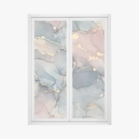 Sticker pour vitres et fenêtres marbrures dorées: harmonie abstraite en tons pastel – Wallnifity®