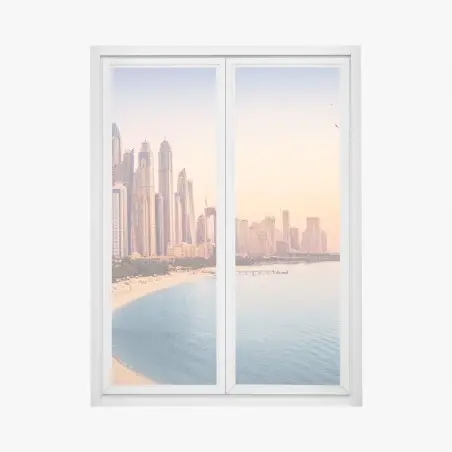 Sticker pour vitres et fenêtres coucher de soleil sur le front de mer de Dubaï – Wallnifity®